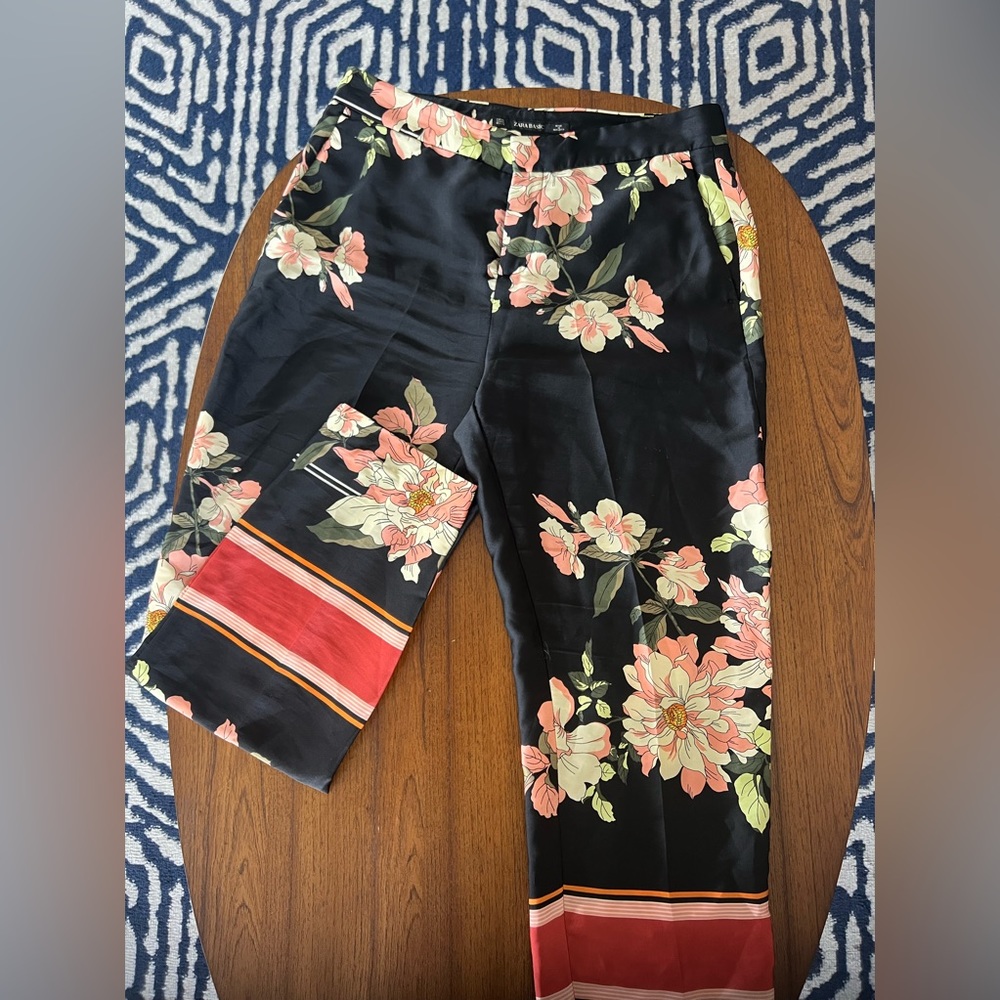 Zara flowy floral work pant